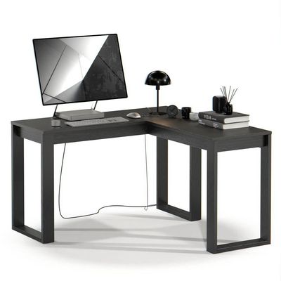 Mesa Escrivaninha Berlim De Canto Em L Para Quarto E Escritório Com Espaço Para E Computador Preto