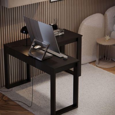 Mesa Escrivaninha Berlim De Canto Em L Para Quarto E Escritório Com Espaço Para E Computador Preto