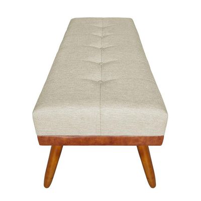 Banco Estofado Roma 120cm Courissimo Nozes-linho Bege - Inova Decorações