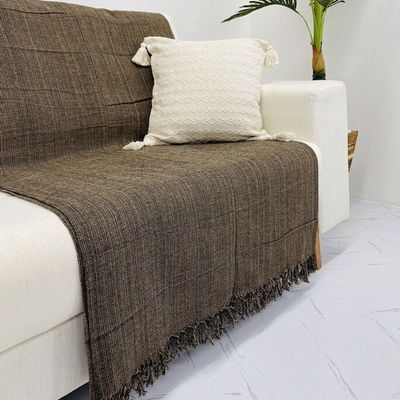 Manta Para Sofá E Cama 1,70cm X 2,20cm Grande Decorativa Luxo Algodão Capa Protetora De Sofa Marrom Mesclado