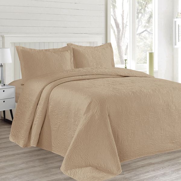Kit Colcha Queen Boutis Mf Cazza Organic com 3 Peças Bege 230x250cm