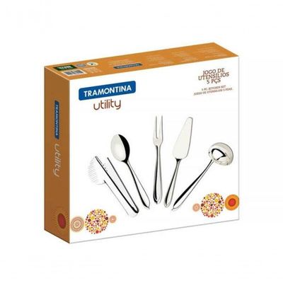 Jogo De Utensílios Tramontina Utility Em Aço Inox 5 Peças