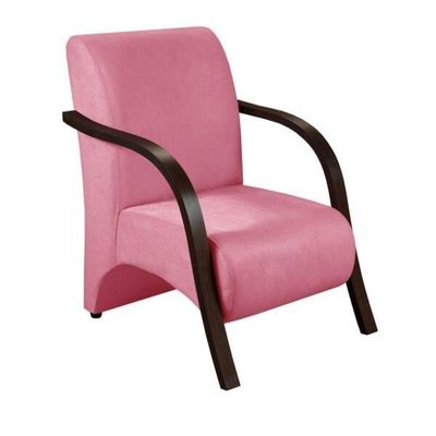 Kit 4 Poltronas 1 Lugar Vênus Pé Alumínio Suede Rosa