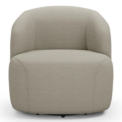 Kit 02 Poltronas Giratória Orgânica Para Sala Living Heidy F04 Linho Bege - Lyam Decor