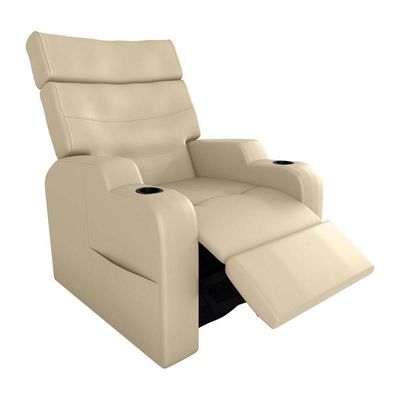 Poltrona Do Papai Reclinável Premium Com Porta Copos E Porta Controle Toro Matrix Sintetico Bege