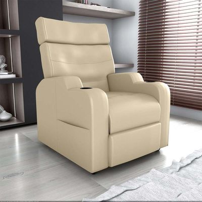 Poltrona Do Papai Reclinável Premium Com Porta Copos E Porta Controle Toro Matrix Sintetico Bege