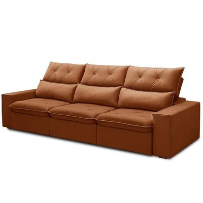 Sofá Retrátil Reclinável Para Sala 4 Lugares 290cm Aires F04 Veludo Terracota - Lyam Decor