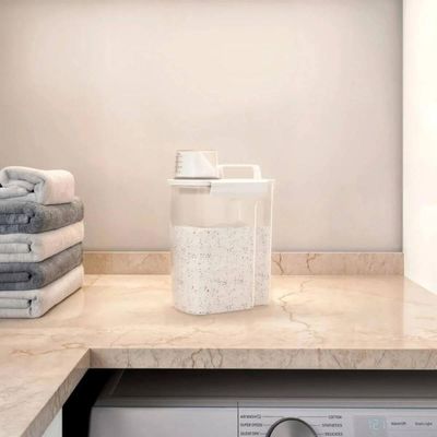 Kit 2 Dispenser com Medidor 1,5L e 3,9L Porta Sabão Amaciante Organizador Lavanderia Coza New Retrô