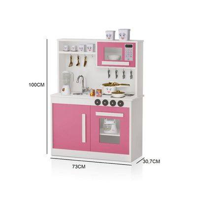 Cozinha Infantil Brincar De Faz De Conta Em MDF Rosa