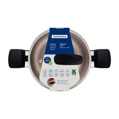 Caçarola Tramontina Milazzo Alumínio 24cm Com Revestimento Antiaderente Starflon Max Amêndoa