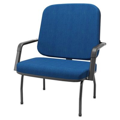 Cadeira De Escritório Recepção Com Braço Fixa Preta Magno P03 Crepe Azul - Lyam Decor