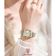 Relógio Feminino Elegante Com Strass Em Aço Inoxidável De Quartzo Casual Branco Dourado