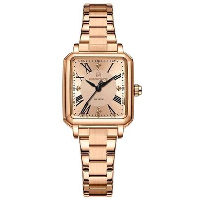 Relógio Feminino Design Sofisticado Quartzo Em Aço Inoxidável À Prova Da Água Casual Rose