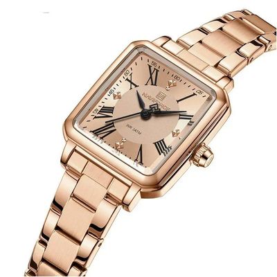Relógio Feminino Design Sofisticado Quartzo Em Aço Inoxidável À Prova Da Água Casual Rose