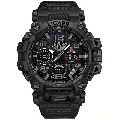 Relógio Digital Masculino à Prova De água 5atm Duplo Display Esportivo Quartzo Preto