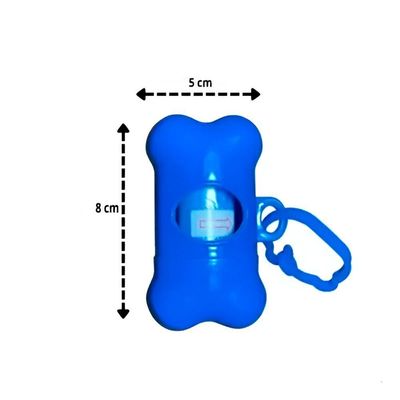 Coletor Higiênico Com Suporte E Saquinho Cachorro Gato Passeio Azul