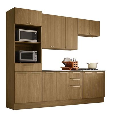 Cozinha Compacta 5 Pçs Tampo 270cm Elegance Luciane Móveis Freijó/Freijó Brasil