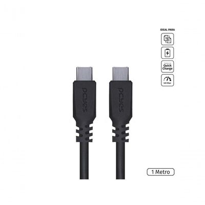Cabo Para Celular Smartphone Usb Tipo C 2.0 Para Usb Tipo C - Type C 2.0 1 Metro Preto - Pucp-01
