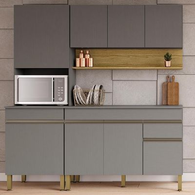 Cozinha Modulada 3 Pecas Line Ktp Gris Cp Freijo