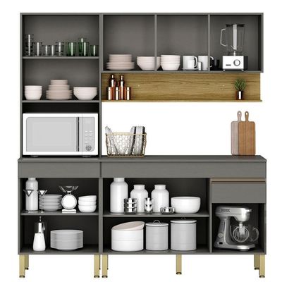 Cozinha Modulada 3 Pecas Line Ktp Gris Cp Freijo