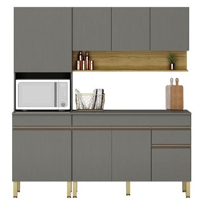 Cozinha Modulada 3 Pecas Line Ktp Gris Cp Freijo