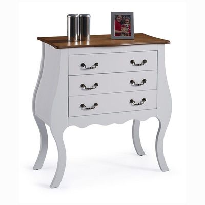 Cômoda Bombê Alta Antique 3 Gavetas 1023 Laca Branca