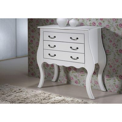 Cômoda Bombê Alta Antique 3 Gavetas 1023 Laca Branca