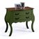 Cômoda Bombê Larga Antique 2 Gavetas Laca Verde Musgo