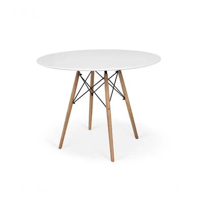 Conjunto De Mesa Eames Eiffel Redonda 120cm Branco + 6 Cadeiras Brancas
