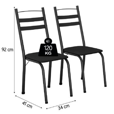Conjunto De Mesa Sala De Jantar Com 4 Cadeiras Leia Tubular Granito Artefamol Preto
