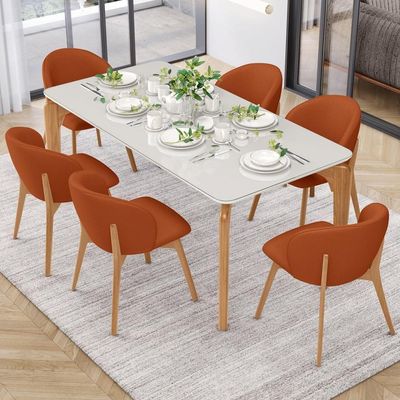 Kit 03 Cadeiras De Jantar E Estar Living Estofada Mia L02 Linho Terracota - Lyam Decor