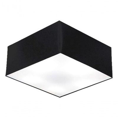 Plafon Quadrado Vivare Md-3053 Cúpula Em Tecido 21/60x60cm - Bivolt Preto 127/220v
