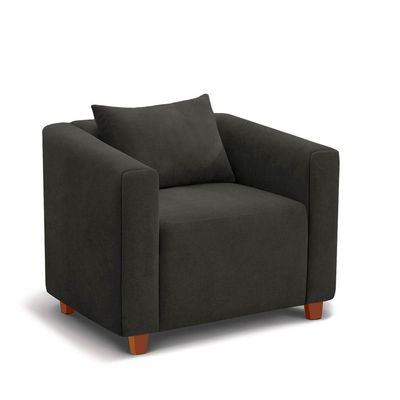 Poltrona Decorativa Helena Suede Preto - Inova Decorações