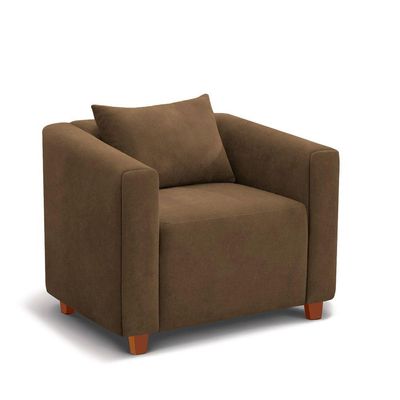 Poltrona Decorativa Helena Suede Marrom - Inova Decorações