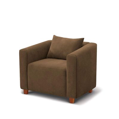 Poltrona Decorativa Helena Suede Marrom - Inova Decorações
