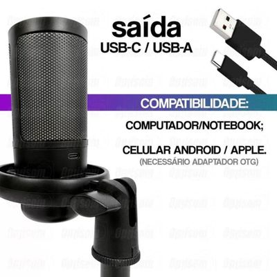 Microfone Gamer Rgb Usb Para Pc Mt1060r (preto)