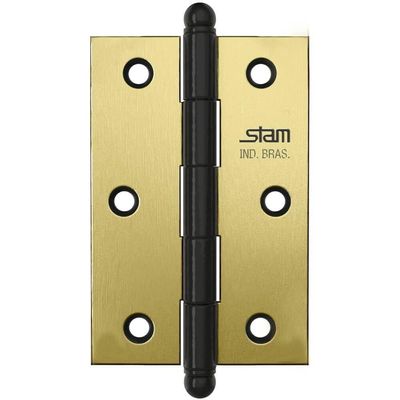Dobradiça Pino E Bola 3.1-2" X 2.5-16" X 1,7mm Oxidado Sem Anel E Com Canto Reto - 42031 - Stam
