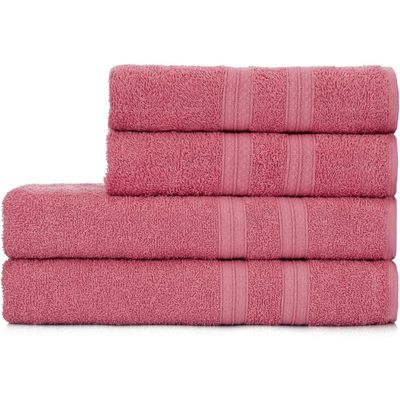 Jogo de Toalhas de Banho 4 Peças 100% Algodão Alta Absorção (2 Banho + 2 Rosto ) Padrão Hotel/Pousada - Rosê