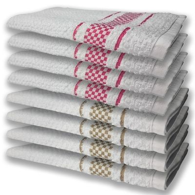 8 Panos de Prato Atoalhado Felpudo Premium 4 Rosa 4 Marrom