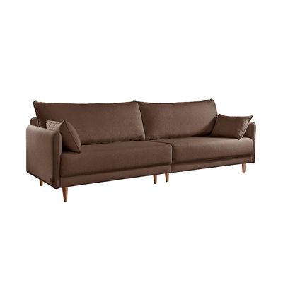 Sofá 3 Lugares Bipartido Vittro Linho Marrom 240 cm