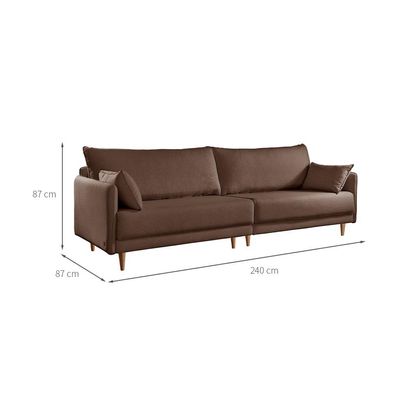 Sofá 3 Lugares Bipartido Vittro Linho Marrom 240 cm