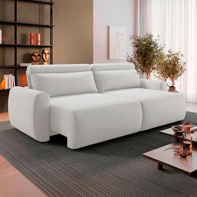 Sofá 5 Lugares Retrátil e Reclinável City Linho Cru 280 cm