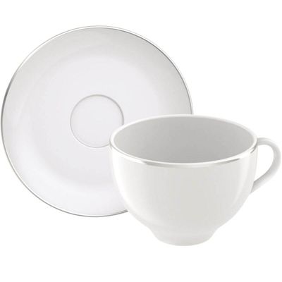 Xícara e Pires de Chá Café 185ml Tramontina Atena Porcelana