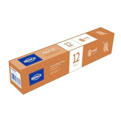 Jogo 24 Facas de Churrasco Aço Inox 19,7cm Siena Brinox Cozi