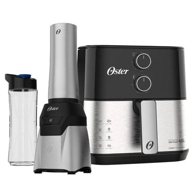 Kit Blender Power Inox E Fritadeira Inox Compact 4,6L Oster 110V