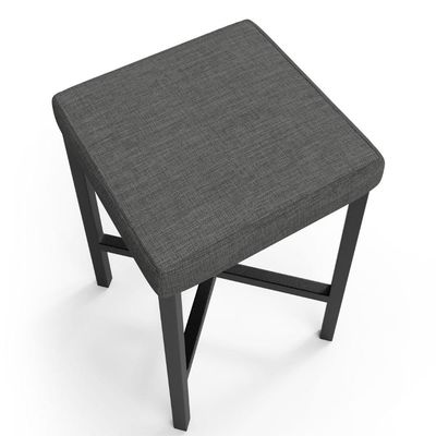 Banqueta Baixa Bar Cozinha Sala De Jantar Preto Stella L02 Linho Cinza Escuro - Lyam Decor