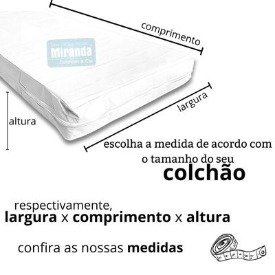Capa Colchão Solteiro Impermeável Hospitalar Com Zíper - Branca 78x188x20cm