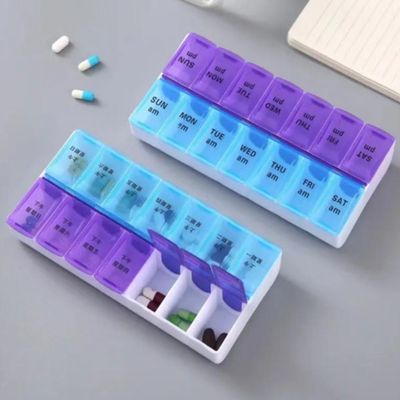 Porta Comprimidos Semanal 2 Divisorias Organizador Caixa Remedios Capsulas Suplementos Divisorias