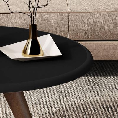 Mesa De Centro Tampo Redondo 52x33cm Grazy Preto