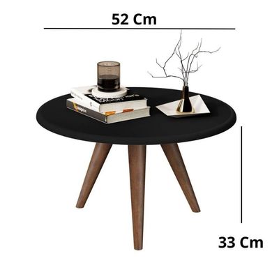 Mesa De Centro Tampo Redondo 52x33cm Grazy Preto
